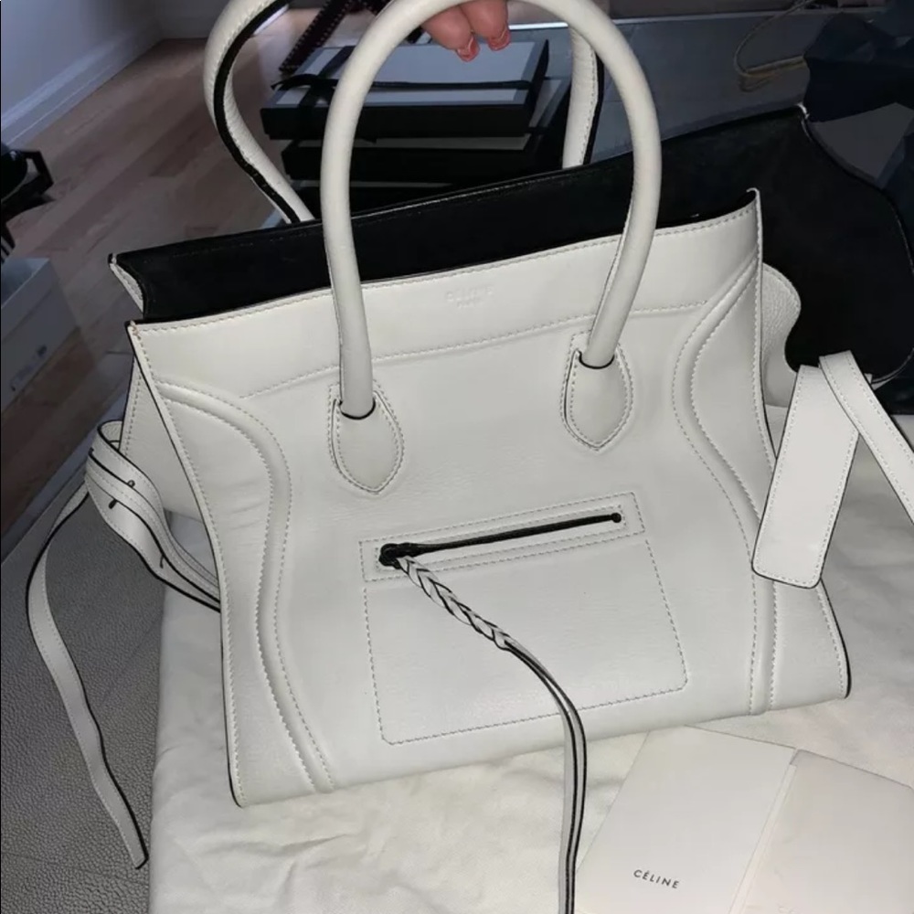 Celine White Leather Phantom Bag